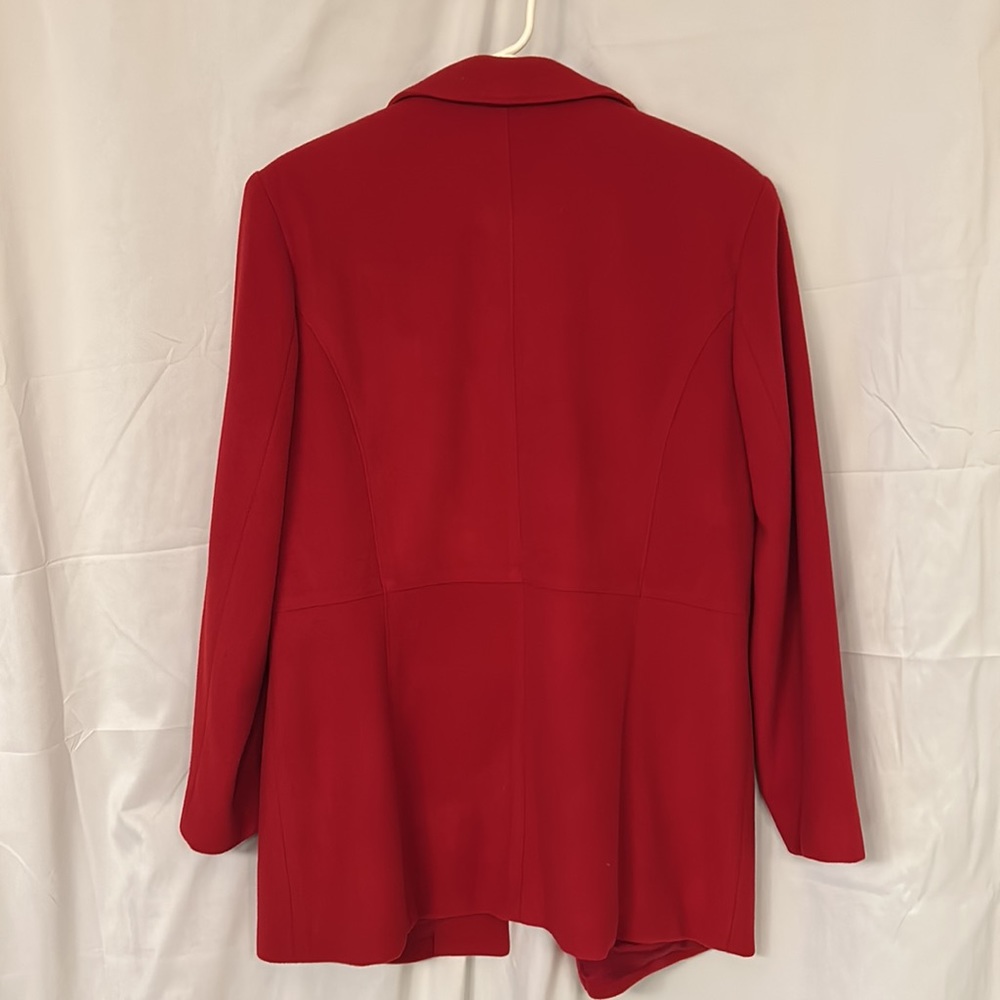 Cleo Red Longline Button-Front Blazer Jacket - Size 14 - Picture 3 of 4